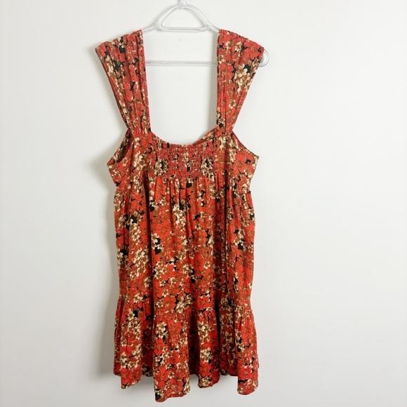 Free People Pattern Play Linen Blend Mini Dress Red Floral Size Medium - Picture 9 of 9